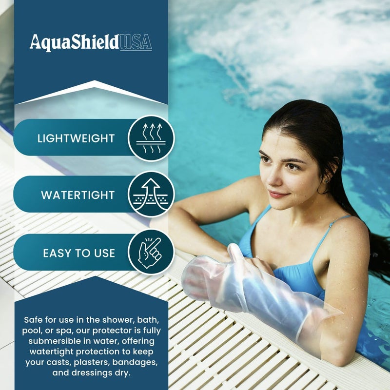 AquaShield Cast Protector Adult Full Arm (A31), Waterproof & Reusable for Pool, Bath, & Shower, covers Hand, Wrist, Elbow, & Upper Arm - Made in USA - Image 4